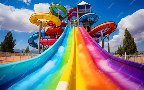 Premium AI Image | Beautiful empty water park with colorful water slides