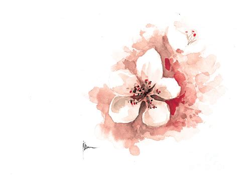 Cherry Blossom Watercolor Art Print Painting Sakura Painting by Joanna ...