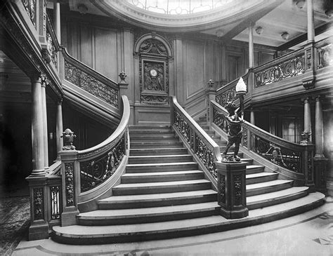 The grand staircase of the RMS Olympic in 1912. Although no photographs ...