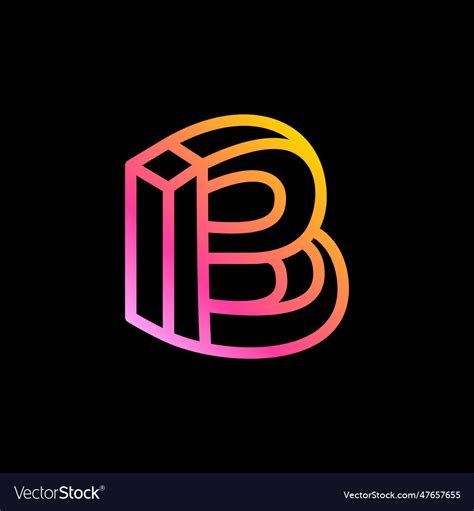 Isometric b letter logo neon lights emblem Vector Image