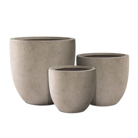 **damaged**Kante 18", 14", and 10" W Weathered Concrete Round Planters ...