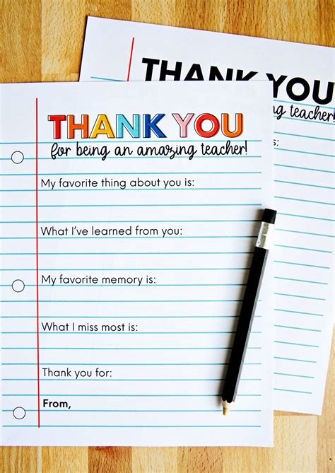 Printable Teacher Appreciation Letter from Thirty Handmade Days