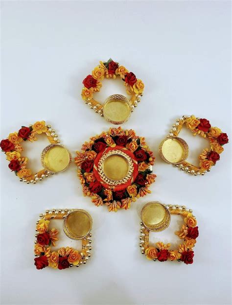 Flower Diya rangoli set/ Desi wedding decor / house warming | Etsy