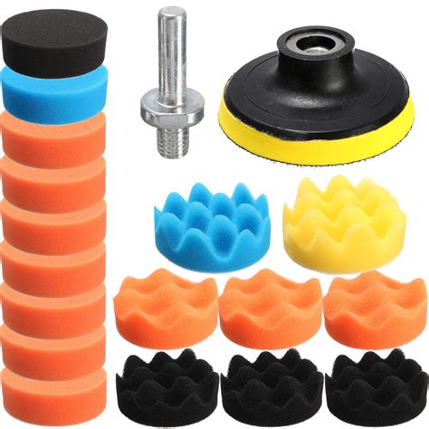 Drillpro 19PCS 6 Inch Flat Sponge Buff Buffing Pad Polishing Pad Kit ...