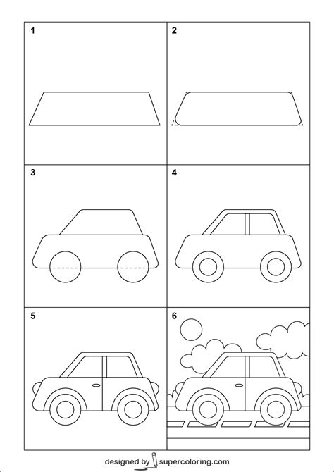 How to Draw a Cartoon Car | Free Printable Puzzle Games