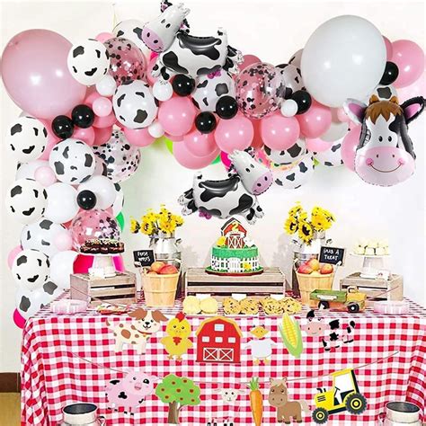 Girl Birthday Balloon Decor Farm Animal Theme First Birthday Party ...