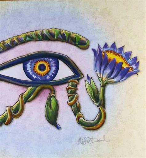 Eye of Horus Art Print Egyptian Blue Lotus Flower - Etsy