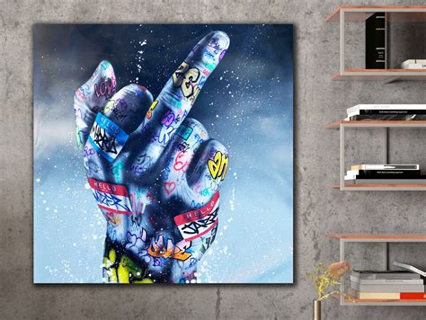 Middle Finger Graffiti Abusive Hand Gesture Print - Etsy