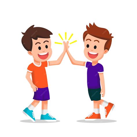 Premium Vector | Two happy kids do a high five together