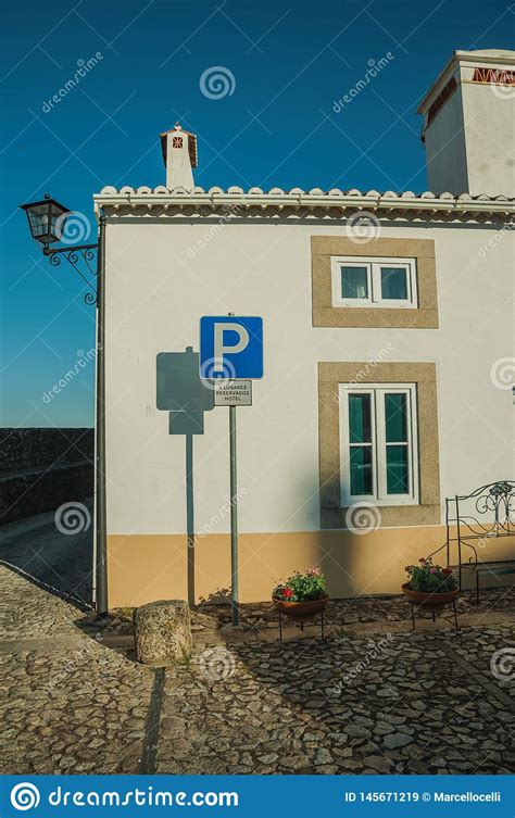 Old House Behind a PARKING Road Sign Stock Image - Image of alentejo ...