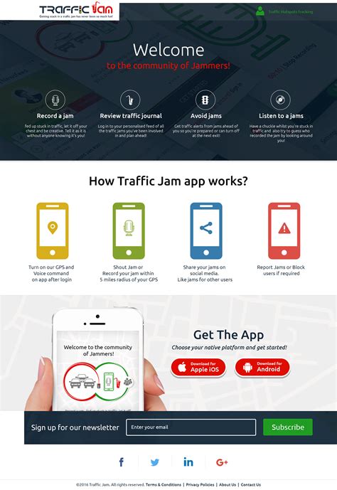 Traffic Jam - App Landing Page on Behance