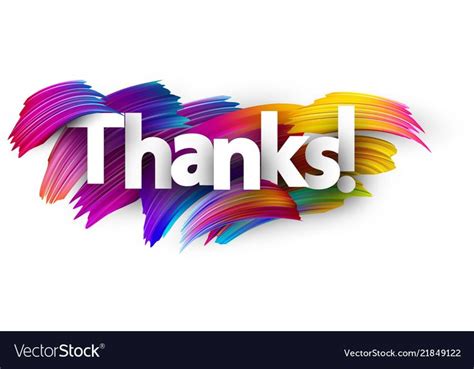 Thanks paper poster with colorful brush strokes Vector Image | Thank ...