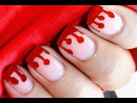 Dripping Blood Nails: Halloween Nail Art For Kids - YouTube