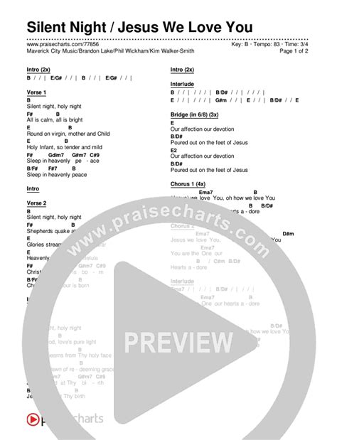 Silent Night / Jesus We Love You Chords PDF (Maverick City Music ...