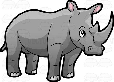 A Rhinoceros Showing Off Its Big Horn | Cartoon silhouette, Rhinoceros ...