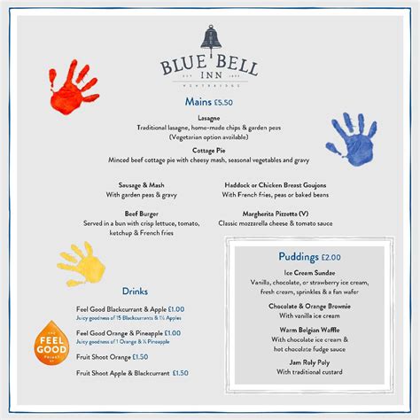 Kids Menu - Blue Bell Inn