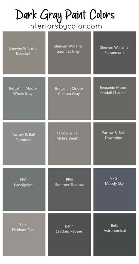 Best Dark Gray Paint Colors in 2023 | Dark gray paint colors, Dark grey ...