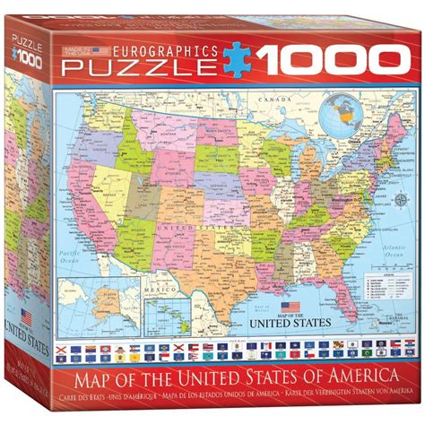 Map of the United States of America 1000 Piece Puzzle Jigsaw Puzzle ...