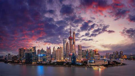 Aerial View Shanghai Skyline and Skyscrapers Wallpaper, HD City 4K ...