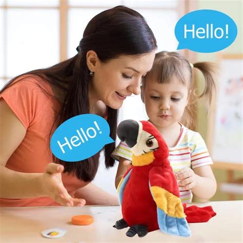 Stuffed Animal Sound Record Repeats Parrot Plush Toy Cute Talking Pets ...