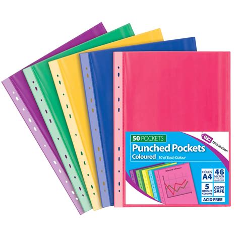 100x A4 Clear Plastic Punched Pockets Filing Folders Wallets Sleeves ...