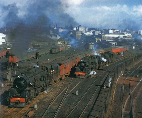 New Zealand Railways Steam Locomotives in Old Auckland Railyard 1957 ...