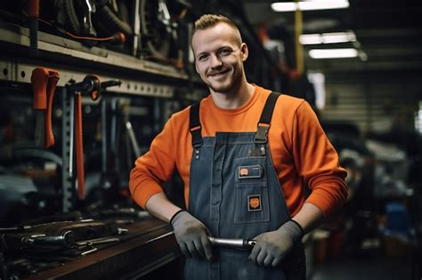 Premium AI Image | Photo of a mechanic man in a car repair shop