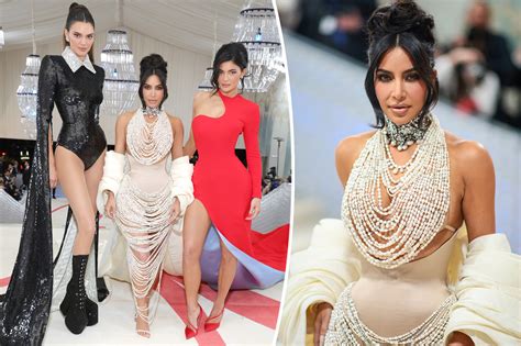 Kim Kardashian poses with sisters Kendall and Kylie Jenner at Met Gala 2023