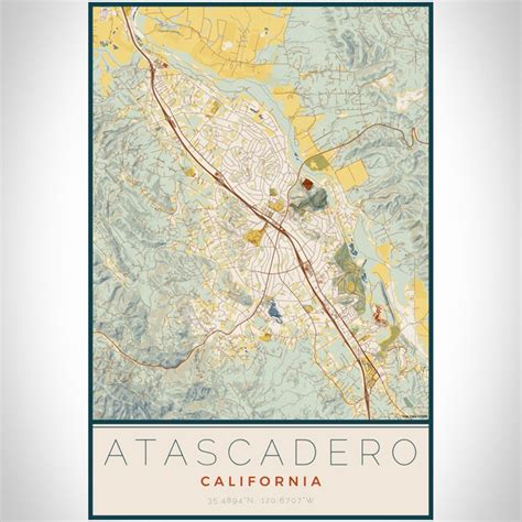 Atascadero - California Map Print in Woodblock — JACE Maps