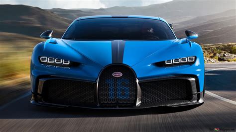 Blue Bugatti chiron front side view HD wallpaper download