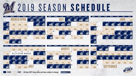 Milwaukee Brewers announce 2019 season schedule