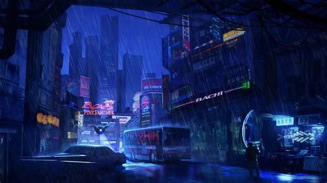 Futuristic City Dark Evening Rain 4k Wallpaper,HD Artist Wallpapers,4k ...