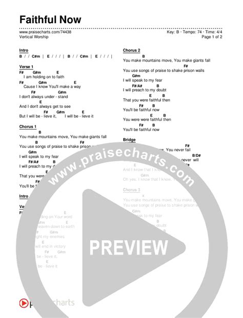 Faithful Now Chords PDF (Vertical Worship) - PraiseCharts