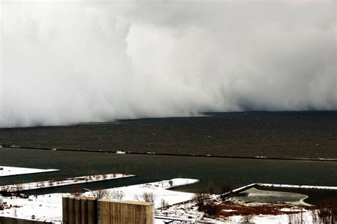 Snow storm over Lake Erie into Buffalo