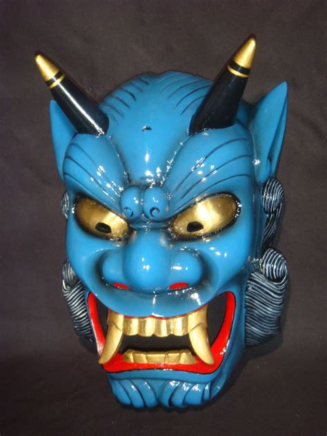 Devil mask Ao-oni(blue Devil) | Japanese mask, Devil mask, Noh mask