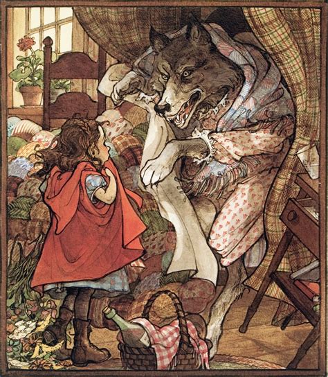 Little Red Riding Hood being trapped and about to get eat up by the Big ...