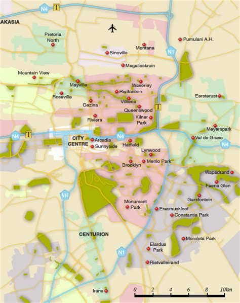 Pretoria Map Tourist Attractions - TravelsFinders.Com