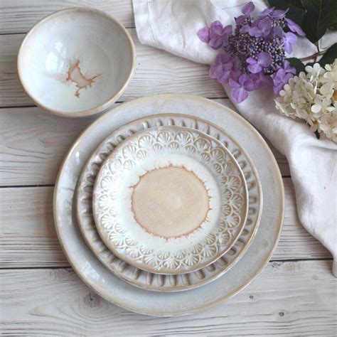 Andover Pottery — Handmade Dinnerware Set - Rustic Pottery White ...