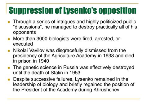 PPT - Trofim Lysenko and genetics in Soviet Russia (1927-1962 ...