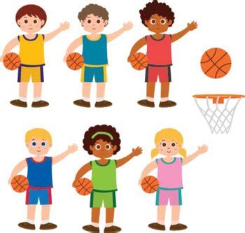 Kids Playing Basketball Clip Art