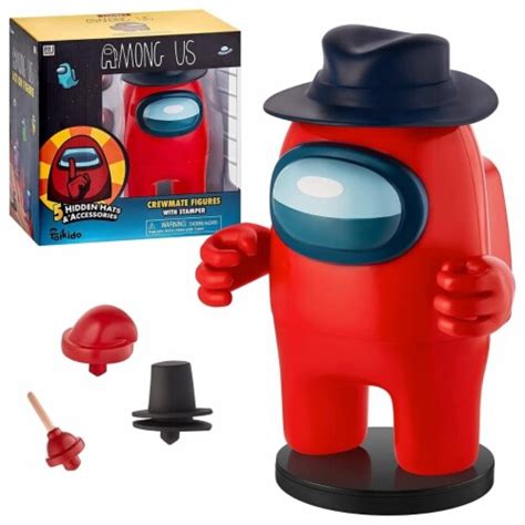 Among Us Stamper Red Crewmate Black Hat 7 Video Game Character Figure ...