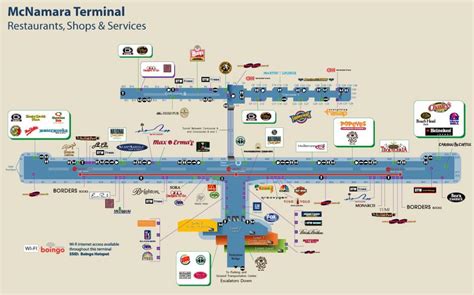 Detroit Airport food map - Detroit Airport restaurant map (Michigan - USA)