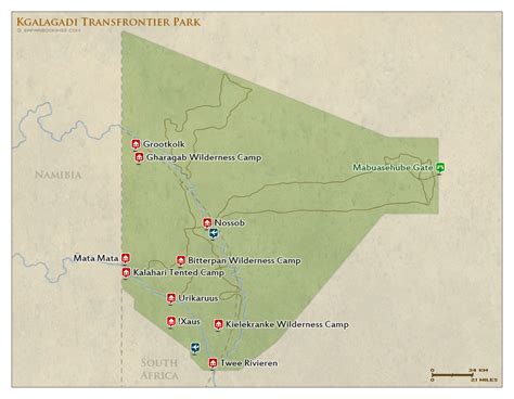 Kgalagadi TP Map – Detailed map of Kgalagadi Transfrontier Park