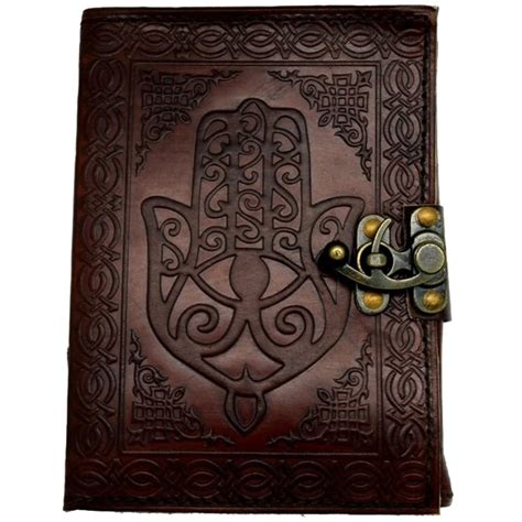 Hamsa Leather Journal Embossed with Lock 5x7 - The Zen Shop