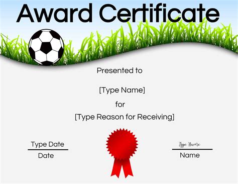 Soccer Certificate Award Ideas