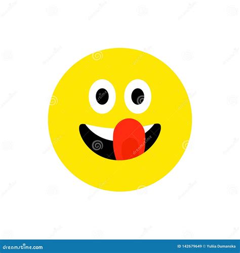 Happy Face Smiling Emoji with Open Mouth. Funny Smile Flat Style. Cute ...