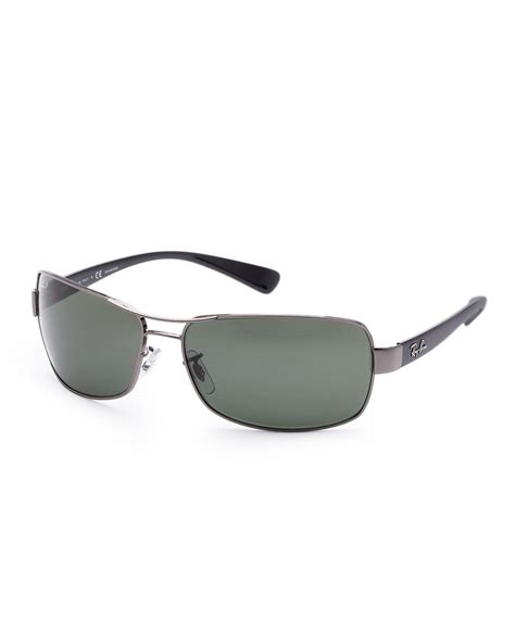 Ray-Ban Men's Polarized RB3379-004/58-64 Silver Rectangle Sunglasses ...