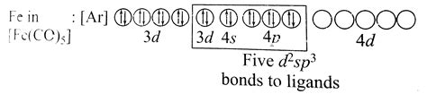 Hybridization of iron in Fe(CO)(5) is