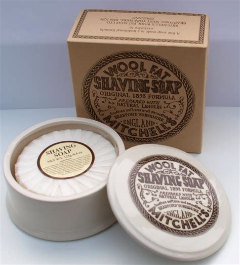 Mitchell's Wool Fat Lanolin Shaving Soap and Ceramic Dish: Amazon.co.uk ...