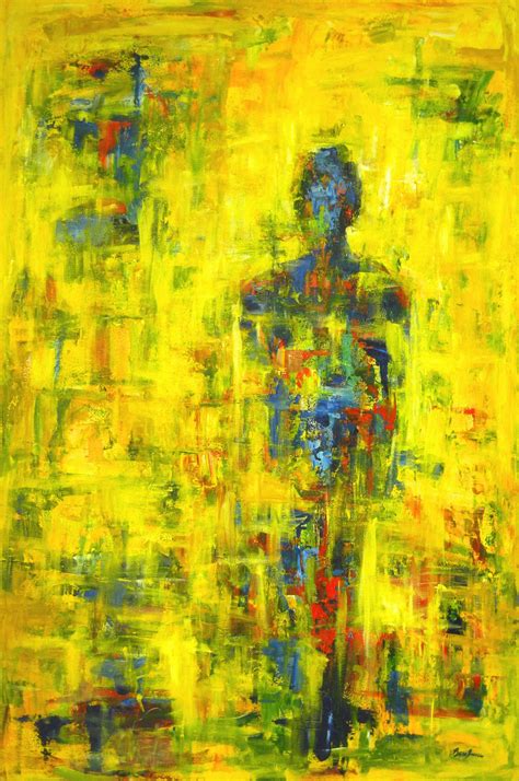 Yellow ABSTRACT ART Painting Contemporary Decor Art Automaton Artwork ...